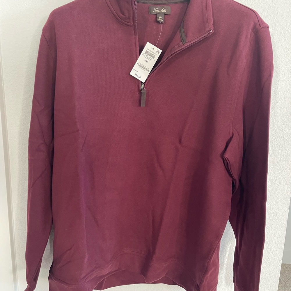 Tassa Elba men's XXL Cotton Blend quarter zip shirt, NWT, deep maroon color
